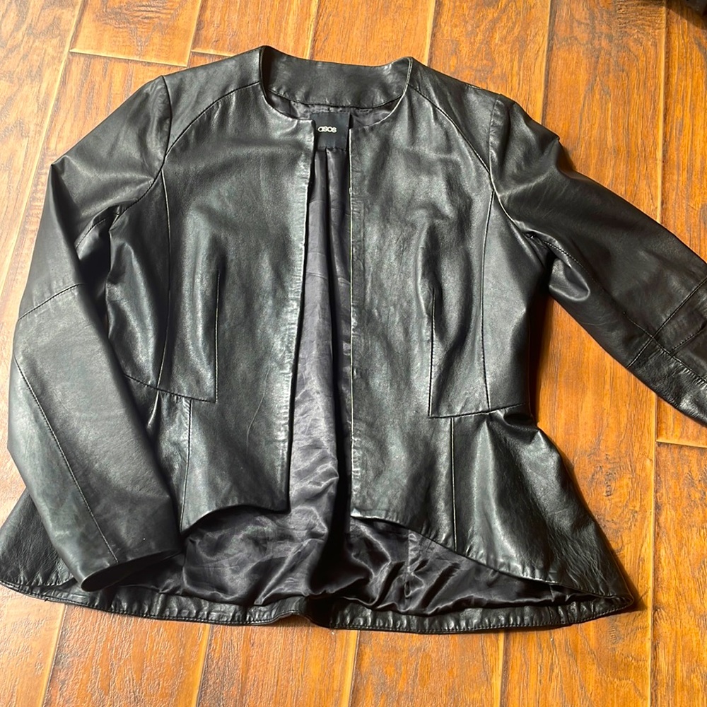 asos women’s real leather jacket, size 8